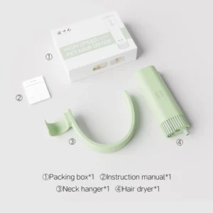 High-Power Negative Ion Pet Hair Dryer Silent with Beauty Bristles Quick Blow Hanging Neck Design Portable Universal for dog - Image 4