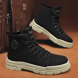 2025Men's Boots Breathable Canvas Casual Boot Fashion High Top Sneakers for Men Lace Up Ankle Boots Platform Cowboy Boots Botas - Image 3