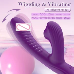 QINYU Vagina Sucking Swinging 2-in-1 Rabbit Vibrator G-Spot Stimulator Dildo Vagina Massager Clitoral Suction Cup Vacuum Sex Toy - Image 2