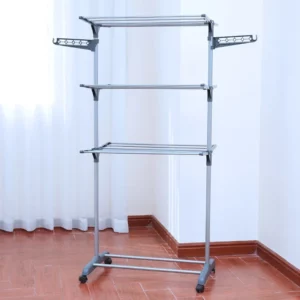 Manufacturer's hot-selling floor drying rack Three-layer towel rack Multifunctional indoor and outdoor drying rack Folding wing - Image 4