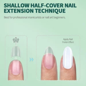 NAILPOP 150pcs Half Cover Short Fake Nail Tips Full Cover 15 Sizes for Nail Extension No C Curve False Nails Art Home DIY Salon - Image 6