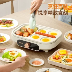 Fried egg barbecue burger machine non-stick small flat household frying pan breakfast egg burger pancake pan four-hole fried egg - Image 3