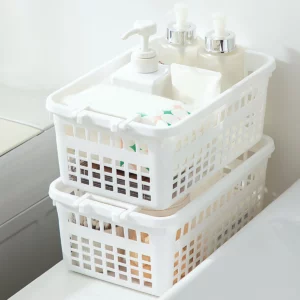 WORTHBUY Bath Basket Plastic Storage Basket Large Capacity Shower Basket Bathroom Storage Organizer Stackable Laundry Hamper - Image 4
