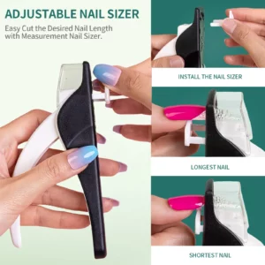 NAILPOP Adjustable Acrylic Nail Clippers with Sizer Professional Stainless Steel Blade Nail Tips Cutter Trimmer Manicure Tool - Image 3