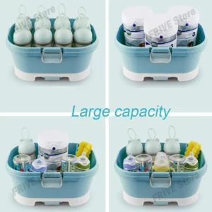 Portable Baby Bottle Storage Box Pacifier Drying Rack with Cover Outdoor Travel Baby Cutlery Storage Box Dustproof Drain Box - Image 3