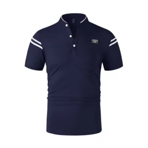 2025 New Men's Casual Fashion Solid Color Short Sleeved Polo Shirt Stand Up Collar Versatile Comfortable Top - Image 5