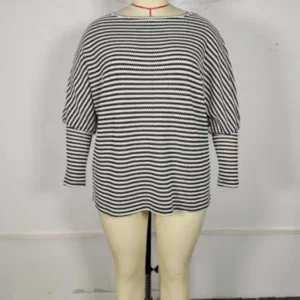 GIBSIE Plus Size Women's Striped Casual T-Shirts 2023 Fall Fashion Full Raglan Sleeve Female Loose O-Neck Tops Tee Woman New - Image 6
