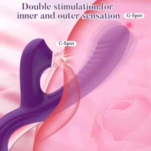QINYU Vagina Sucking Swinging 2-in-1 Rabbit Vibrator G-Spot Stimulator Dildo Vagina Massager Clitoral Suction Cup Vacuum Sex Toy - Image 4