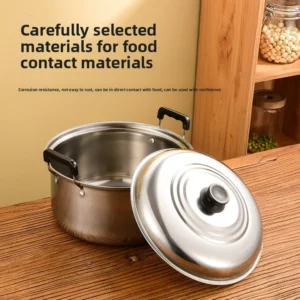 American stainless steel soup pot five-piece set, 16-24cm porridge cooking pot, household gift pot set - Image 2