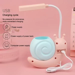2-in-1 Pen Holder With Snail Charging Desk Lamp USB Folding Eye Protection Learn To Read Bedroom Bedside Light Night Light - Image 4