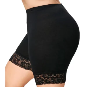 Women'S Plus Size Lace Stitching Sports Shorts Leggings XL High Waist Hollow Lace Stretch Leggings XL-4XL - Image 4