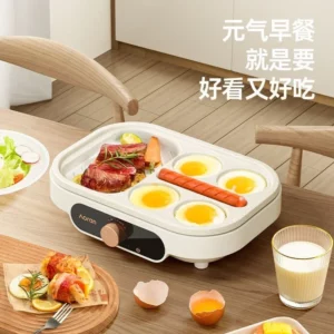 Fried egg barbecue burger machine non-stick small flat household frying pan breakfast egg burger pancake pan four-hole fried egg - Image 5