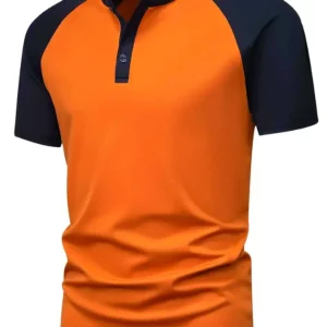 2025 Summer New Men'S Casual Henley Neck Short Sleeve T-Shirt breathable sports street fashion top - Image 5