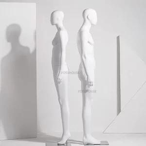 Matte White Fiberglass Mannequin Full Body Clothing Store Mannequin Man Display Stand Upscale Metal Base Woman Mannequin - Image 4