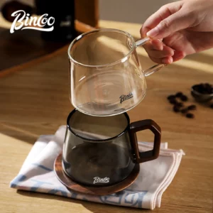 BINCOO 340ML Transparent Heat-resistant Espresso Cup Glass Coffee Mug with Wood Handle Cappuccino Latte Tea Water Cups Set Gift - Image 6