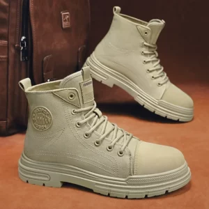 2025Men's Boots Breathable Canvas Casual Boot Fashion High Top Sneakers for Men Lace Up Ankle Boots Platform Cowboy Boots Botas - Image 2