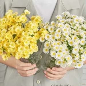 60heads Artificial Daisy Flowers Small Daisy Fake Flower Bouquet for Valentines Wedding Party Table Decoration DIY Home Decor - Image 2