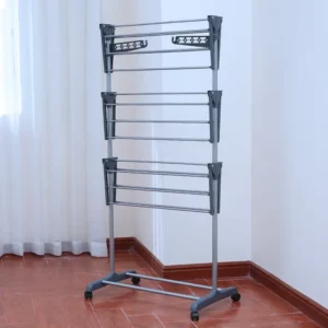 Manufacturer's hot-selling floor drying rack Three-layer towel rack Multifunctional indoor and outdoor drying rack Folding wing - Image 3