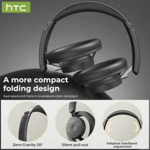 HTC HP06 Bluetooth V6.0 Wireless Open-Ear Headphones Foldable Punchy Bass Headset for PC Laptop phone TV lightweight Hollow Airy - Image 4