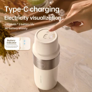 Double Layer Vacuum Insulated Juicer 304 Stainless Steel Juicers 350ml USB Charge Portable 26 Blades Strong Power Freesh Juicer - Image 4