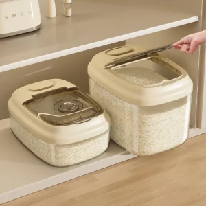 Food-Grade Rice Storage Container 10kg/22lbs Kitchen Organization - Large Clear Grain Bucket for Flour, Cereal, Pasta, Pet Food - Image 2