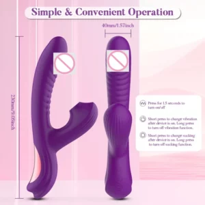 QINYU Vagina Sucking Swinging 2-in-1 Rabbit Vibrator G-Spot Stimulator Dildo Vagina Massager Clitoral Suction Cup Vacuum Sex Toy - Image 6