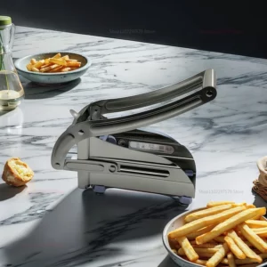 Stainless Steel Potato Slicer Vegetable Cutter Multi Functional Manual Fast Cutting Tool with 2 Blades Manual Fries Machine - Image 3