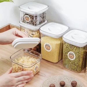 WORTHBUY Plastic Cereals Storage Box Transparent Sealed Jar Moisture-proof Spaghetti Grain Tank Kitchen Organizer Food Container - Image 4
