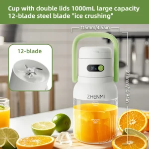 Portable Juicer, 33oz. Vessel, USB-C Rechargeable, Easy To Clean, Suitable For Juicing Fruits And Vegetable, - Image 3