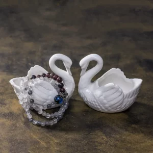 White Ceramic Flower Pot Swan Succulent Plant Pot Candlestick Jewelry Storage Tray Flowerpot White Porcelain Vase Decoration - Image 2