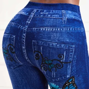 Plus Size Oversized Women High Waist Stretchy Legging Denim Look Skinny Jeggings Ladies Fashion Print Pencil Pants Clothing 2023 - Image 6