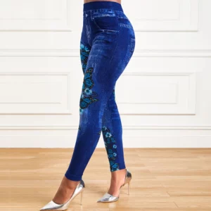 Plus Size Oversized Women High Waist Stretchy Legging Denim Look Skinny Jeggings Ladies Fashion Print Pencil Pants Clothing 2023 - Image 4