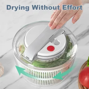 LMETJMA 3L Salad Spinner Large Salad Sowl With Lid One-handed Easy Press Salad Spinner Washer Dryer Drainer Mixer JT249 - Image 5