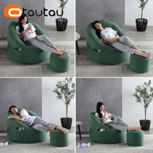 OTAUTAU Round Egg Nest Pouf Chair Bean Bag Cover Without Filler Floor Corner Seat Armchair Puff Ottoman Beanbag Couch Sac SF050 - Image 6