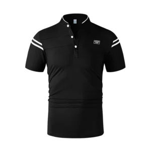 2025 New Men's Casual Fashion Solid Color Short Sleeved Polo Shirt Stand Up Collar Versatile Comfortable Top - Image 4