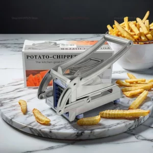 Stainless Steel Potato Slicer Vegetable Cutter Multi Functional Manual Fast Cutting Tool with 2 Blades Manual Fries Machine - Image 2