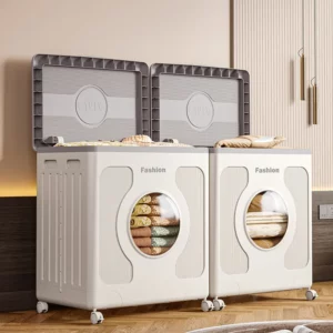 Modern Wardrobe Organizer, 16L Collapsible Storage Box, Flip-Top Dustproof Cabinet, Portable Toy Bin with Wheels - Image 4