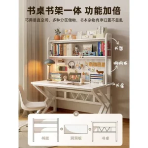 Desk Student Home Bookshelf Integrated Computer Desk Desktop Bedroom Easy To Learn and Write Junior High School Adult - Image 2