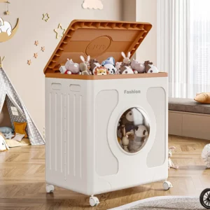 Modern Wardrobe Organizer, 16L Collapsible Storage Box, Flip-Top Dustproof Cabinet, Portable Toy Bin with Wheels - Image 1