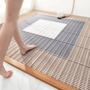 Household bathroom splicing solid color non-slip bathroom shower hollow draining floor mat - Image 1