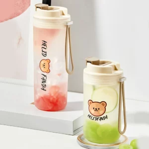 WORTHBUY 350Ml Reusable Plastic Water Bottle With Rope Cute Portable Sealed Leak Proof Drinking Cup Travel Sports Water Cup - Image 1
