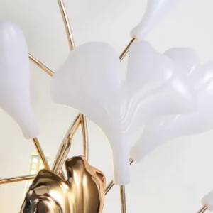 Romantic Flowers Foyer LED Wall Lamp Ceramics Leaf Bedroom Hotel Sconces Art Decorate G9 Bulb Gold Metal Lighting - Image 6