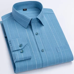 High Quality Men's Shirts Spring Autumn Long Sleeve Wrinkle Resistant Non Ironing Stripe Man Clothing Big Size 5XL 6XL 7XL - Image 1