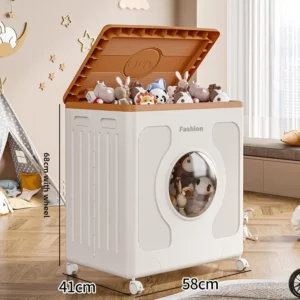 Modern Wardrobe Organizer, 16L Collapsible Storage Box, Flip-Top Dustproof Cabinet, Portable Toy Bin with Wheels - Image 6