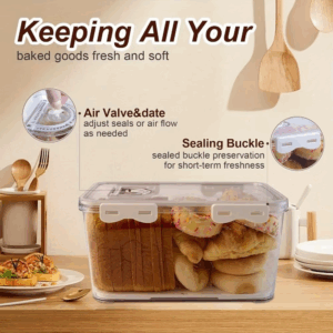 1Pcs Bread Box 3 Size Rectangular Bread Storage Boxes with Time Recording Clear Loaf Bread Container Airtight Bread Keeper Box - Image 3