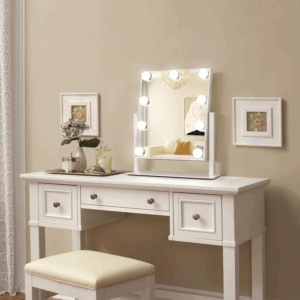 Vanity Makeup Mirror with Lights - 9/12 LED Bulbs, Touch Control, 3 Colors Light, 360° Rotation, Light Up Vanity Mirror - Image 3