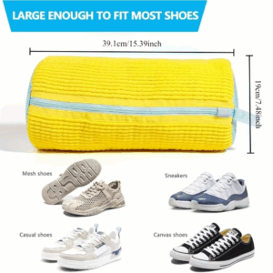 Durable Shoe Washing Machine Bag for All Shoe Types-Yellow with Blue Zipper,Ideal for Sneakers and Casual Shoes,Laundry Wash Bag - Image 5