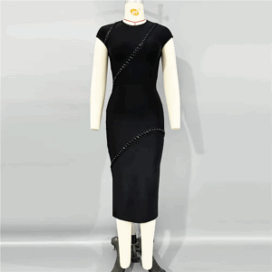 2025 New Summer Women Short Sleeve Sexy Shinning Crystal Bodycon Mid-calf Bandage Dress Celebrate Evening Party Birthday Outfit - Image 6
