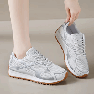 Breathable Mesh Platform Sports Sneakers Women Fashion Sliver Thick Bottom Vulcanized Shoes Woman Comfy Lace Up Tennis Shoes - Image 4