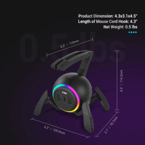 Mouse Bungee Mouse Cable Holder Cord Clip Wire Organizer Flexible For Mice Playing Esports Gaming With 3 USB Ports And RGB Light - Image 2